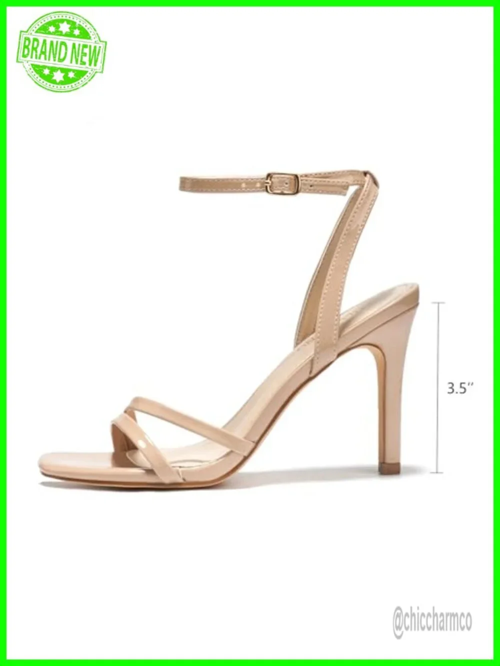 Women's Strappy High Heels Sandals 3.5 Inch Faux Leather Stiletto Heels